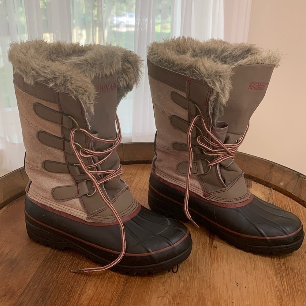 Khombu | North Star Thermolite Faux Fur /Leather / Manmade Winter Duck Boots 6M